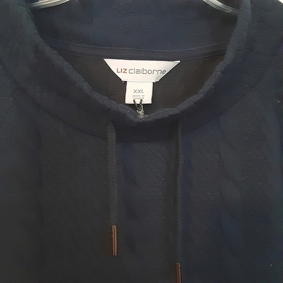 NWT Navy Liz Claiborne mock neck pullover, XXL - Picture 2 of 7